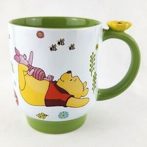 Disney Winnie The Pooh Mug & Friends Green White 3D Scupted Flower 🌼